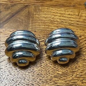 Vintage Nina Ricci silvertone Tiered pierced clip on Earrings